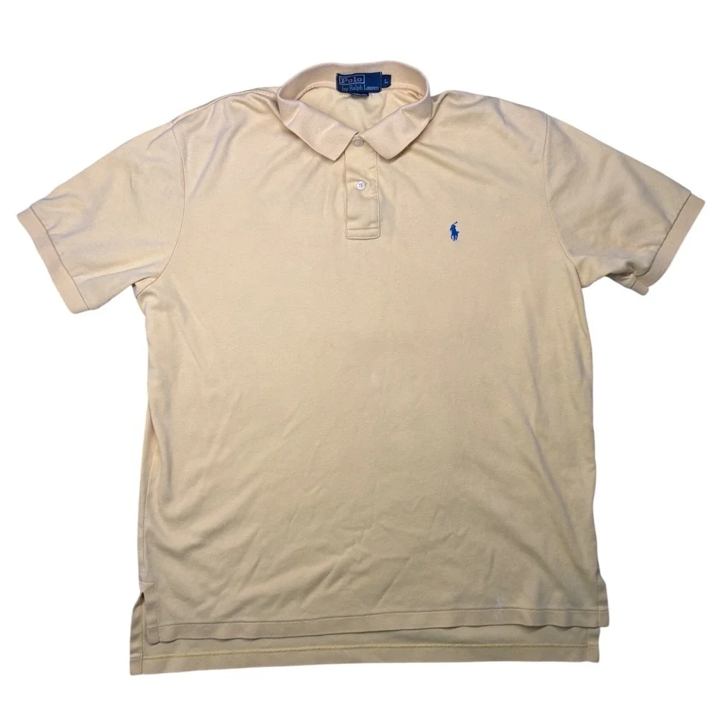 Polo Ralph‎ Lauren Polo Shirt Mens Large Yellow Short Sleeve Embroidered Pony